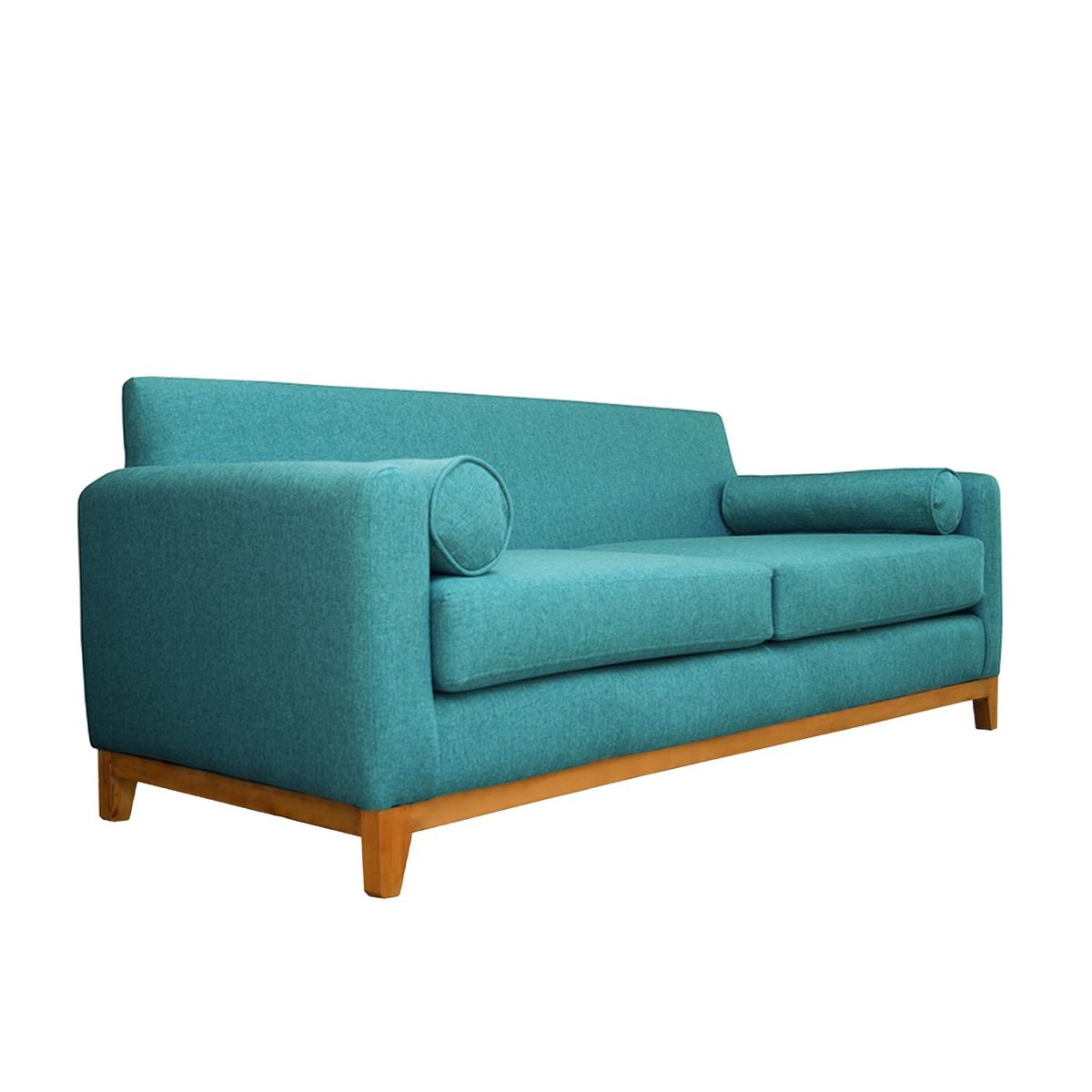 SOFAS HOME - SOFA MELI CHENILLE TIPO LINO TURQUESA 2 CUERPOS