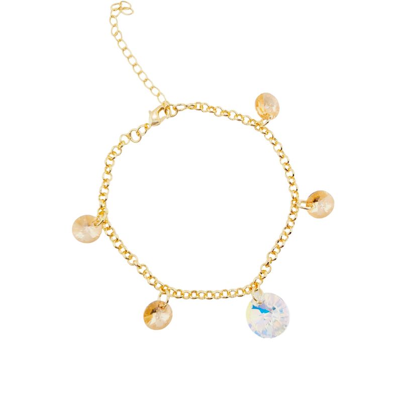 JOYAS MONTERO - Pulsera Nepal Gold Baño de Oro 24k Cristal Genuino Golden Shadow.-