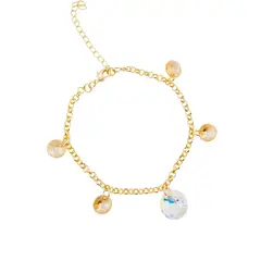 JOYAS MONTERO - Pulsera Nepal Gold Baño de Oro 24k Cristal Genuino Golden Shadow.-