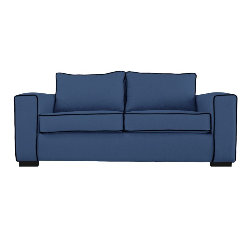 SOFAS HOME - SOFA GABRO CHENILLE TIPO LINO AZUL 3 CUERPOS