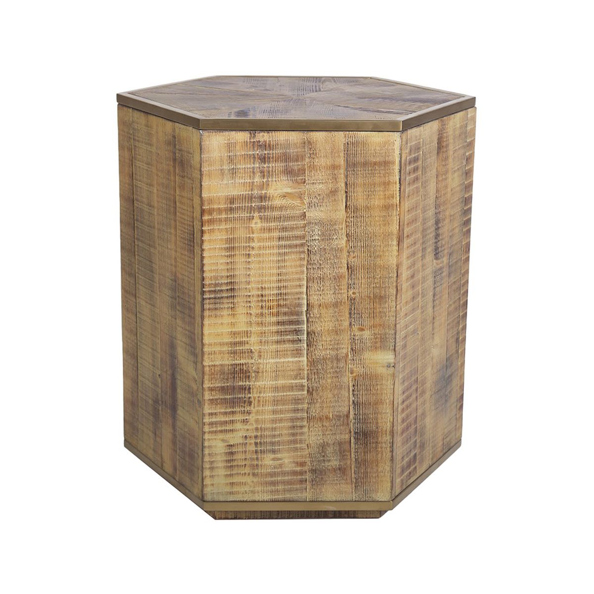 MEYA MUEBLES - Mesa Lateral Siping madera hexagonal 60x56x50