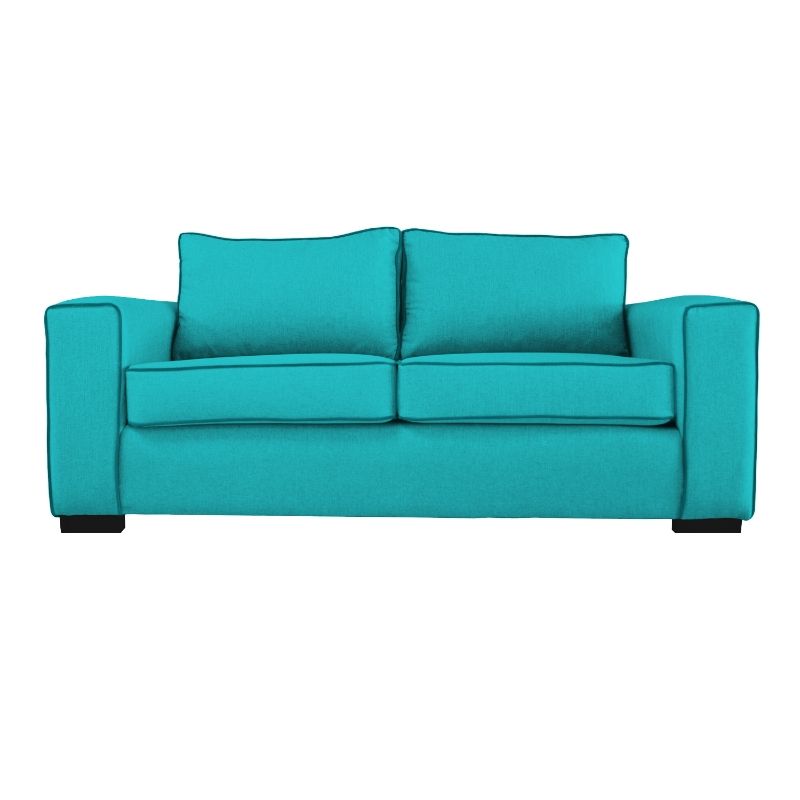 SOFAS HOME - SOFA GABRO CHENILLE TIPO LINO TURQUESA 3 CUERPOS