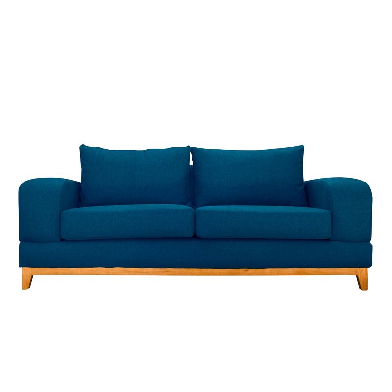 SOFAS HOME - SOFA BASALTO CHENILLE TIPO LINO AZUL 3 CUERPOS