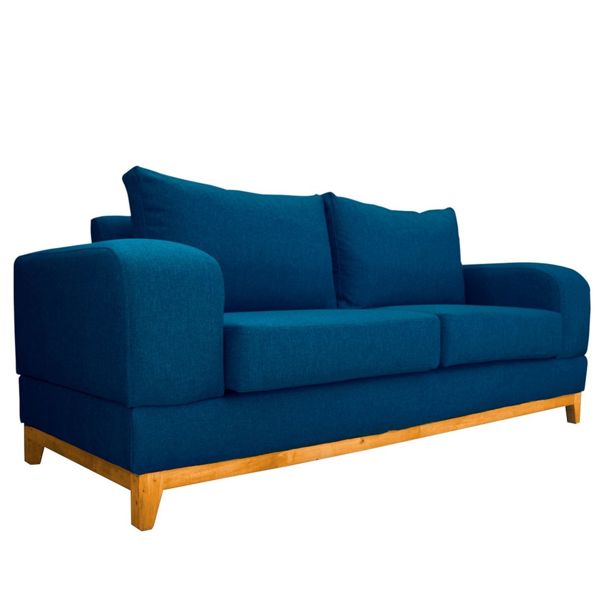 SOFAS HOME - SOFA BASALTO CHENILLE TIPO LINO AZUL 3 CUERPOS