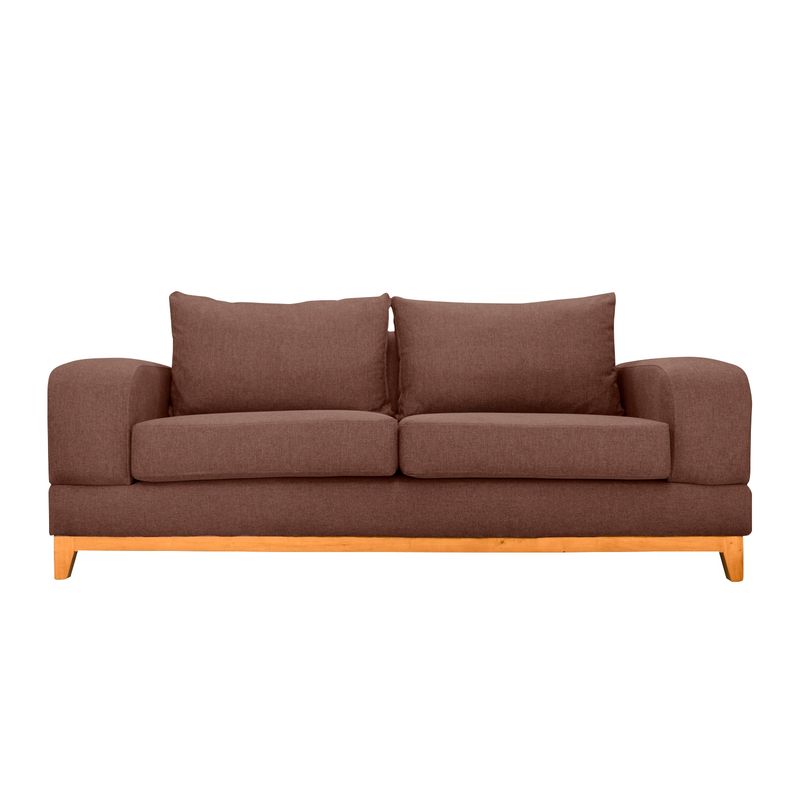 SOFAS HOME - SOFA BASALTO CHENILLE TIPO LINO CAFÉ 3 CUERPOS