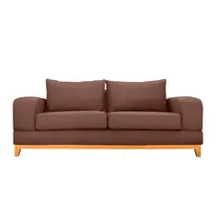 SOFAS HOME - SOFA BASALTO CHENILLE TIPO LINO CAFÉ 3 CUERPOS