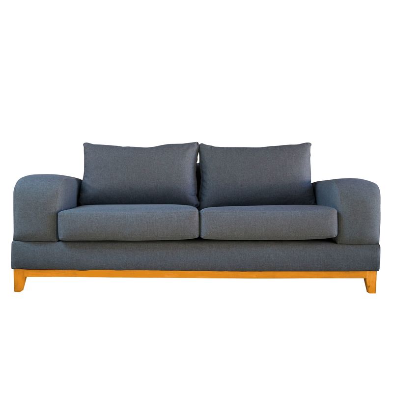 SOFAS HOME - SOFA BASALTO CHENILLE TIPO LINO GRIS 3 CUERPOS