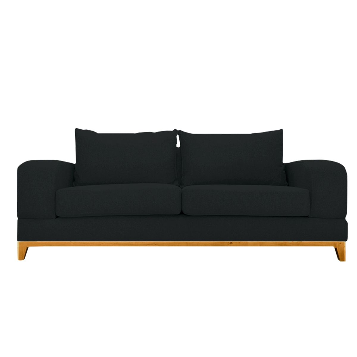 SOFAS HOME - SOFA BASALTO CHENILLE TIPO LINO NEGRO 3 CUERPOS
