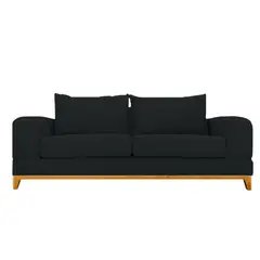 SOFAS HOME - SOFA BASALTO CHENILLE TIPO LINO NEGRO 3 CUERPOS