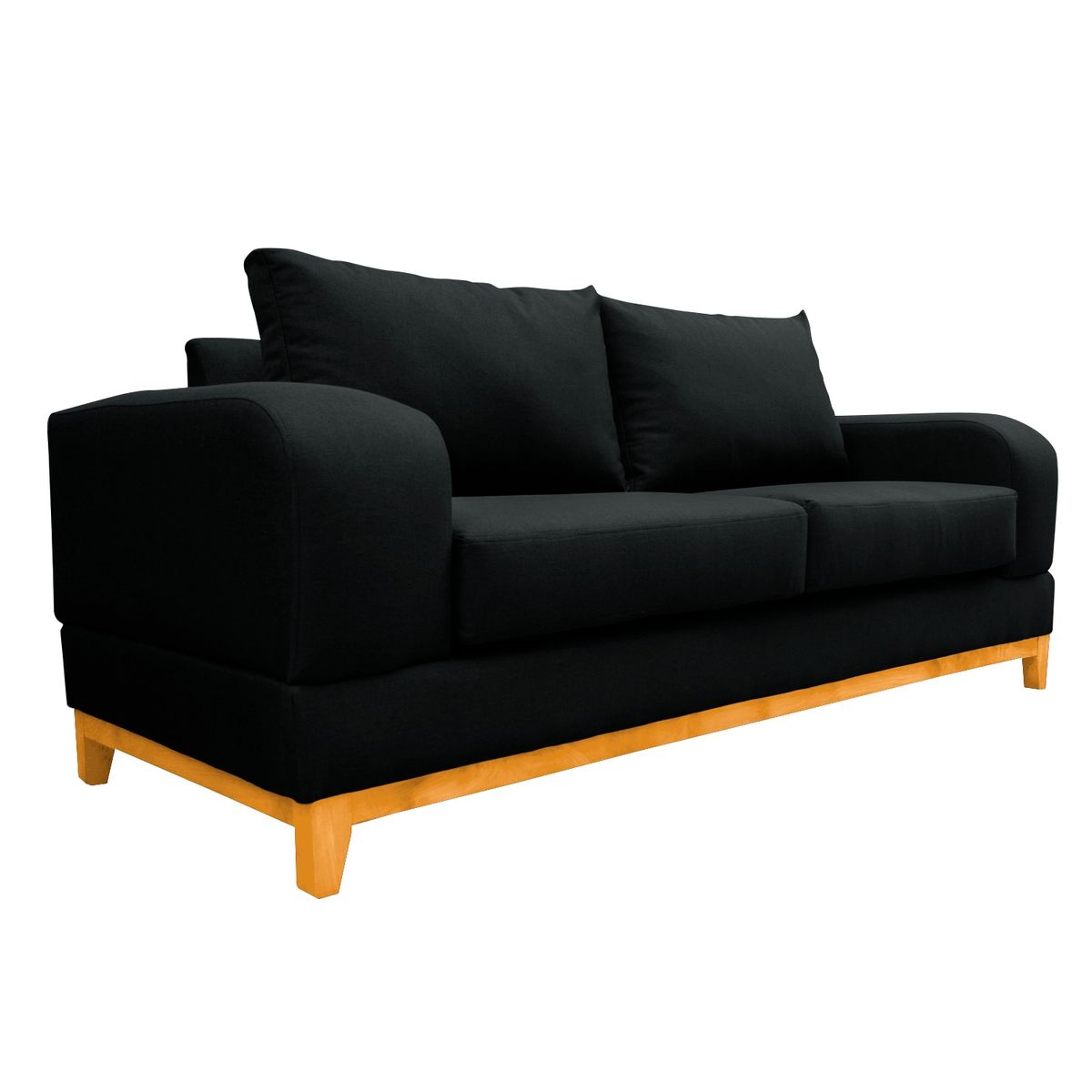 SOFAS HOME - SOFA BASALTO CHENILLE TIPO LINO NEGRO 3 CUERPOS