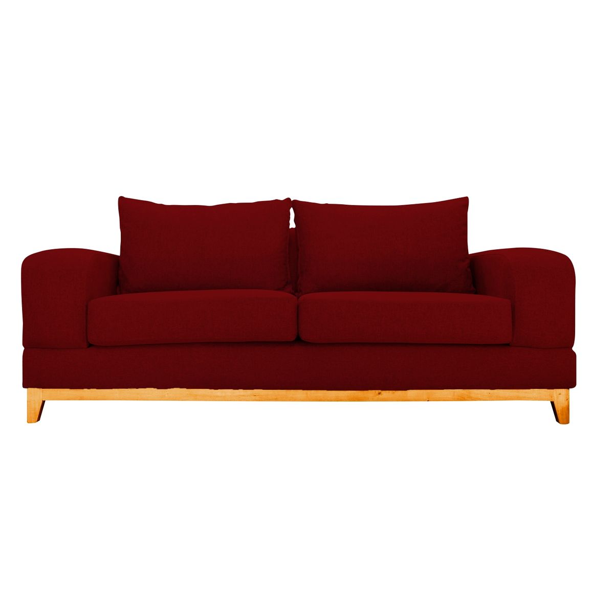 SOFAS HOME - SOFA BASALTO CHENILLE TIPO LINO ROJO 3 CUERPOS
