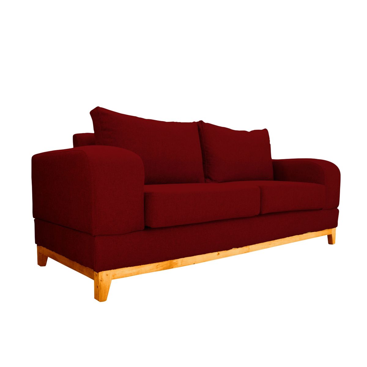 SOFAS HOME - SOFA BASALTO CHENILLE TIPO LINO ROJO 3 CUERPOS