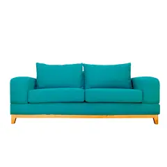 SOFAS HOME - SOFA BASALTO CHENILLE TIPO LINO TURQUESA 3 CUERPOS