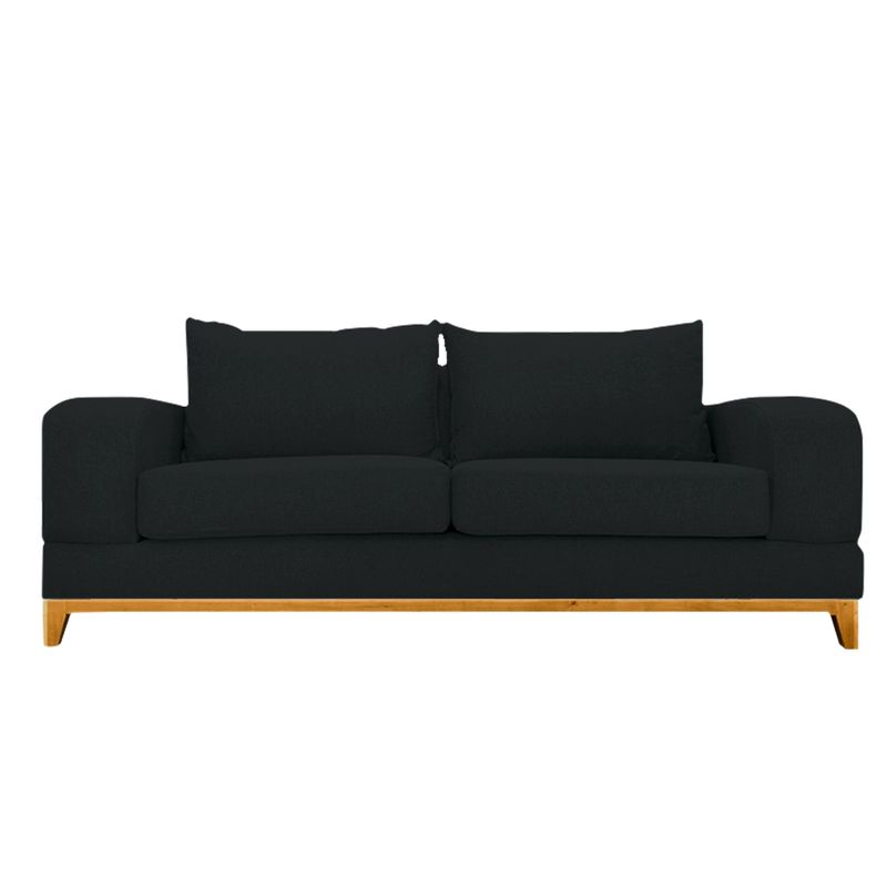 SOFAS HOME - SOFA BASALTO FELPA NEGRO 3 CUERPOS