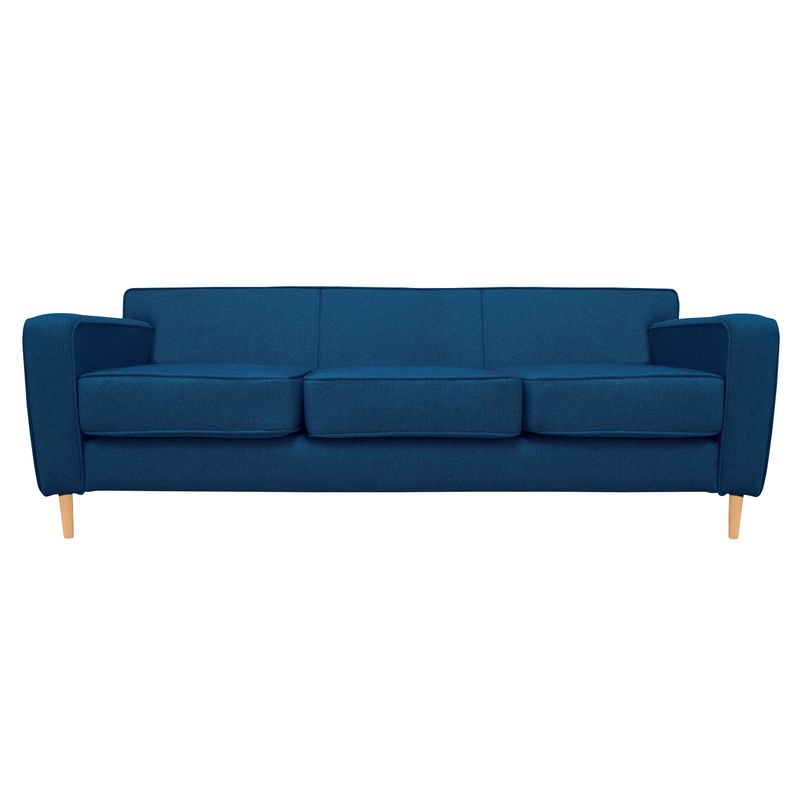 SOFAS HOME - SOFA LILEN CHENILLE TIPO LINO AZUL 3 CUERPOS