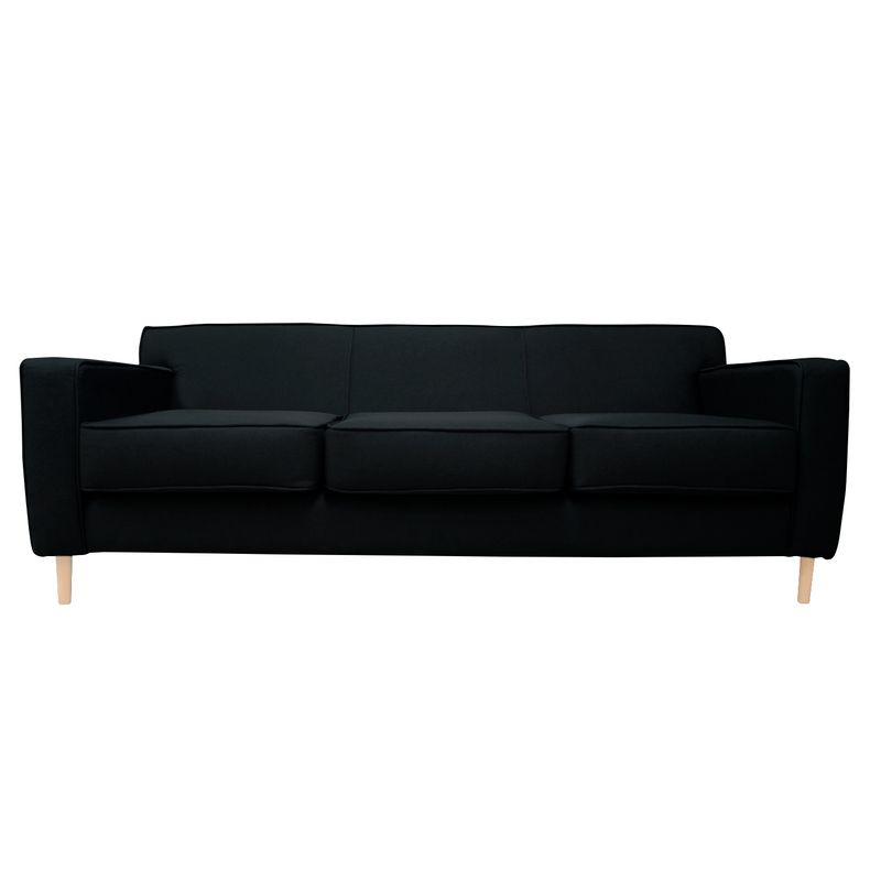 SOFAS HOME - SOFA LILEN CHENILLE TIPO LINO NEGRO 3 CUERPOS