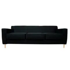 SOFAS HOME - SOFA LILEN CHENILLE TIPO LINO NEGRO 3 CUERPOS