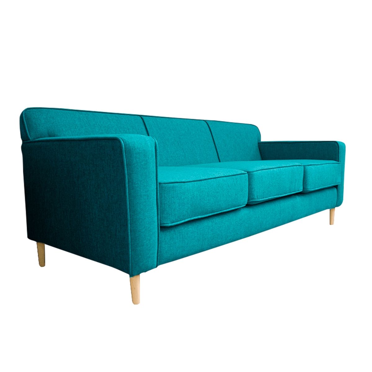 SOFAS HOME - SOFA LILEN CHENILLE TIPO LINO TURQUESA 3 CUERPOS