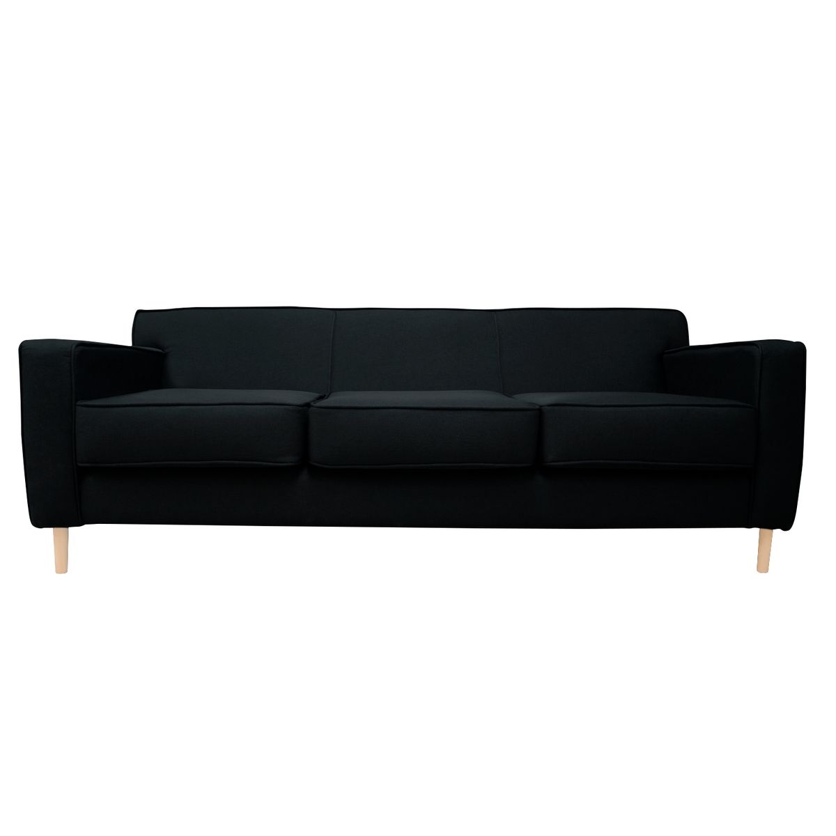 SOFAS HOME - SOFA LILEN FELPA NEGRO 3 CUERPOS