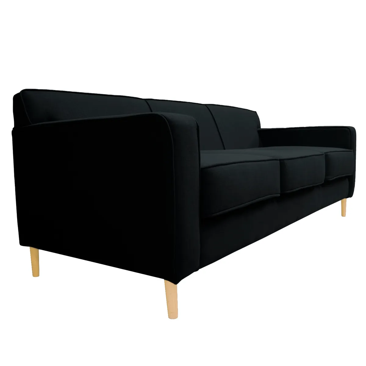 SOFAS HOME - SOFA LILEN FELPA NEGRO 3 CUERPOS