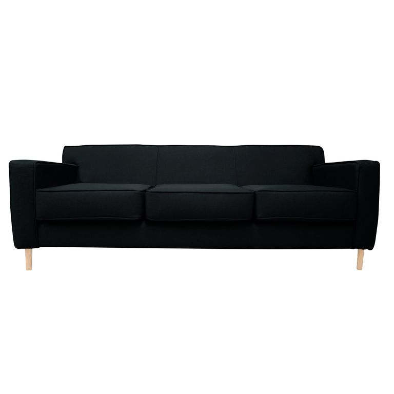 SOFA LILEN CHENILLE TIPO LINO NEGRO 2 CUERPOS
