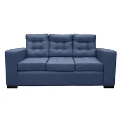 SOFAS HOME - SOFA ANTU CHENILLE TIPO LINO AZUL 3 CUERPOS