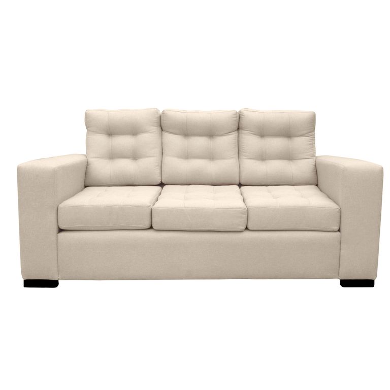 SOFA ANTU CHENILLE TIPO LINO BEIGE 3 CUERPOS