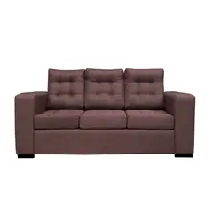 SOFAS HOME - SOFA ANTU CHENILLE TIPO LINO CAFE 3 CUERPOS