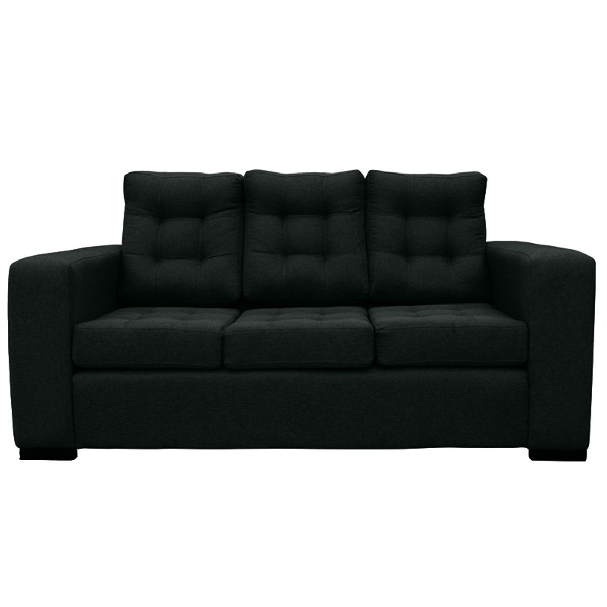 SOFAS HOME - SOFA ANTU CHENILLE TIPO LINO NEGRO 3 CUERPOS