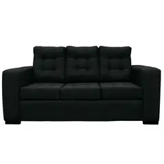 SOFAS HOME - SOFA ANTU CHENILLE TIPO LINO NEGRO 3 CUERPOS