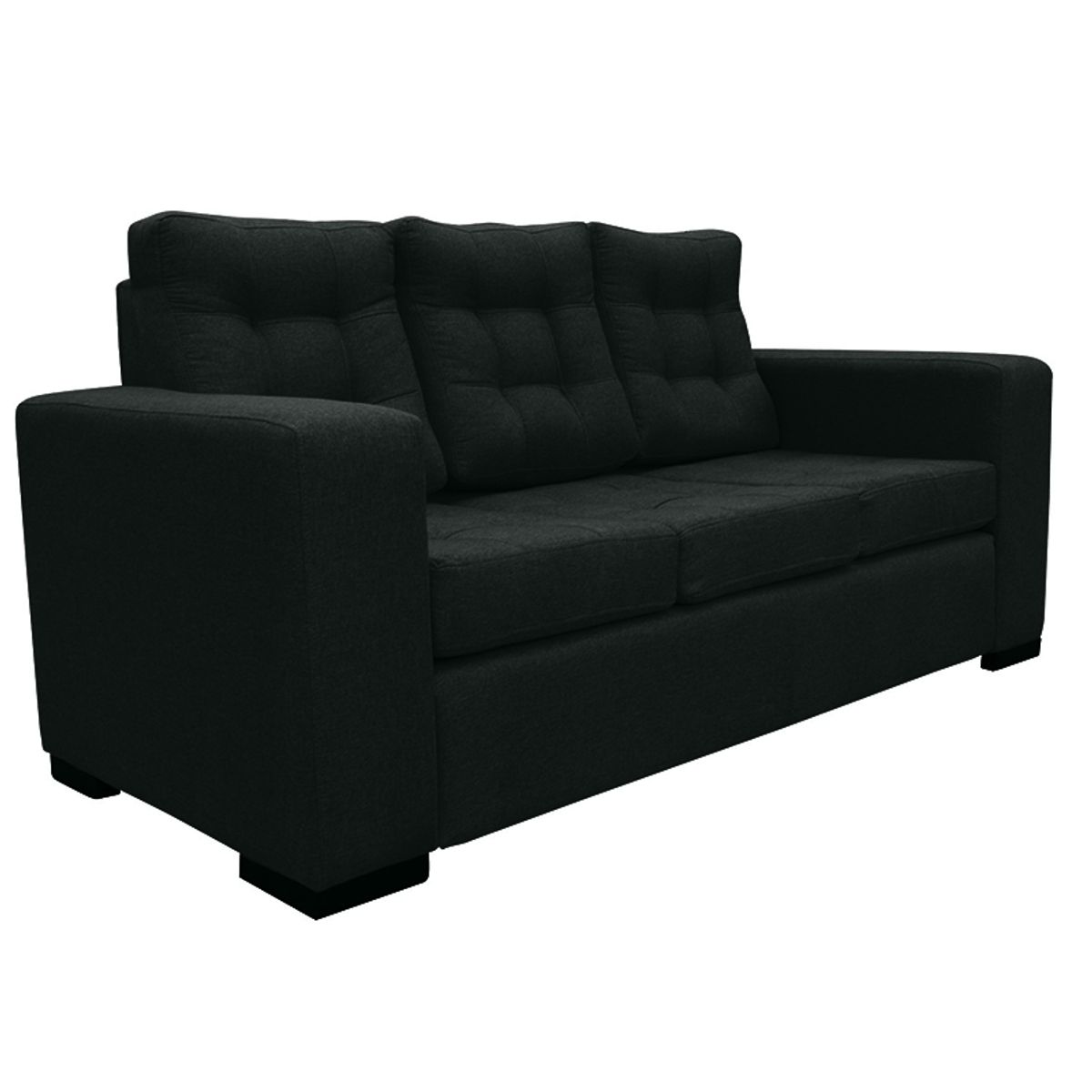 SOFAS HOME - SOFA ANTU CHENILLE TIPO LINO NEGRO 3 CUERPOS