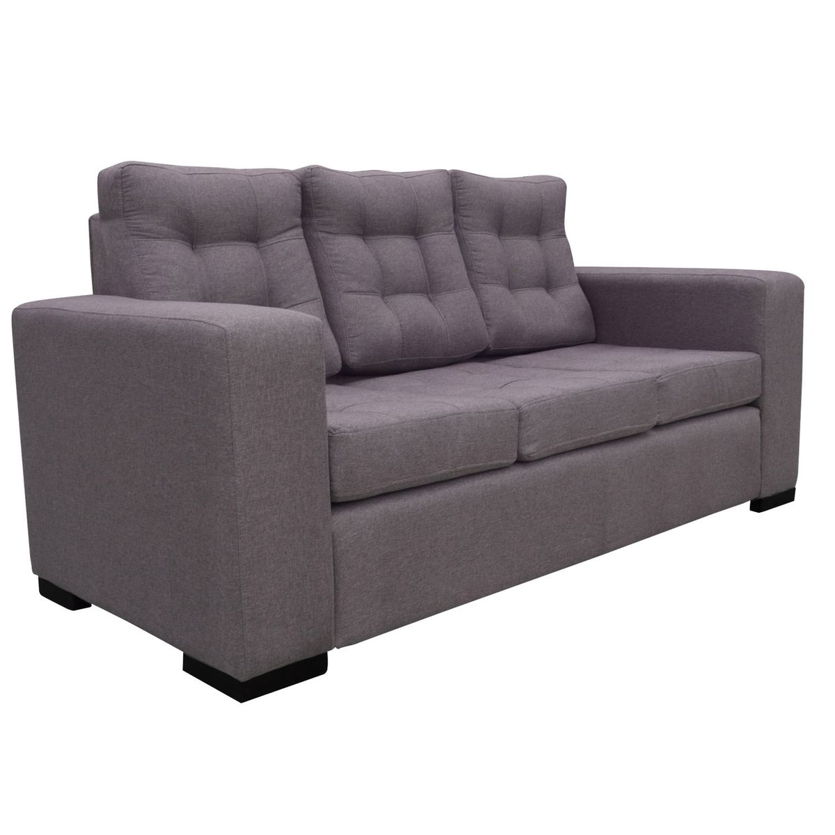 SOFAS HOME - SOFA ANTU CHENILLE TIPO LINO GRIS 3 CUERPOS