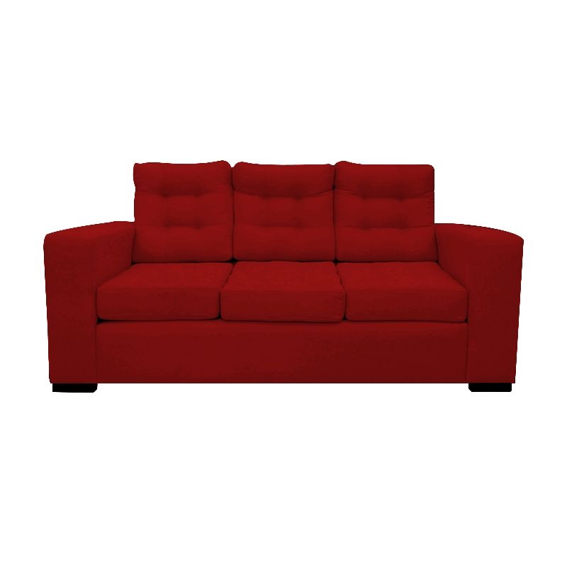 SOFAS HOME - SOFA ANTU CHENILLE TIPO LINO ROJO 3 CUERPOS
