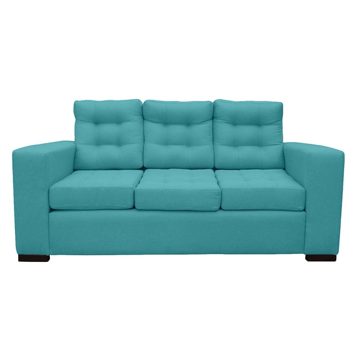 SOFAS HOME - SOFA ANTU CHENILLE TIPO LINO TURQUESA 3 CUERPOS