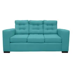 SOFAS HOME - SOFA ANTU CHENILLE TIPO LINO TURQUESA 3 CUERPOS