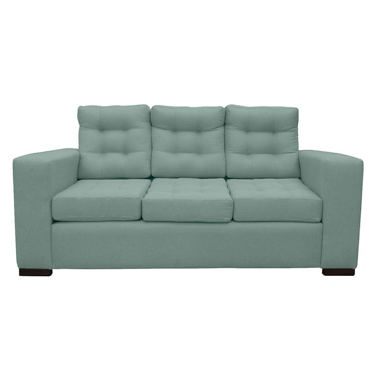 SOFA ANTU CHENILLE TIPO LINO VERDE 3 CUERPOS