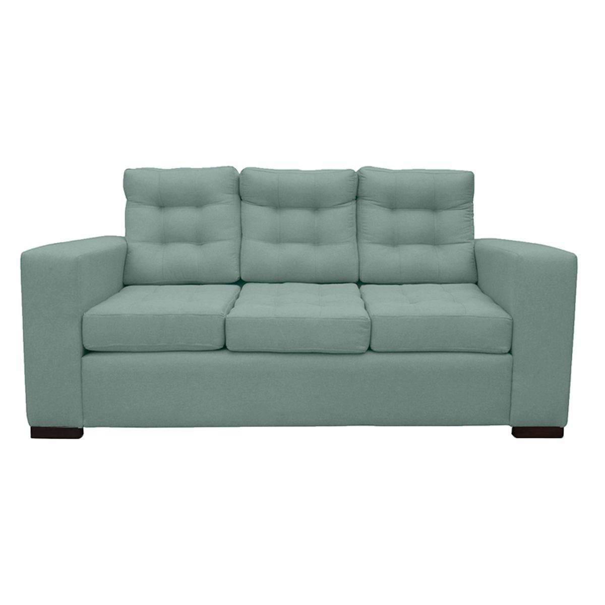 SOFAS HOME - SOFA ANTU CHENILLE TIPO LINO VERDE 3 CUERPOS