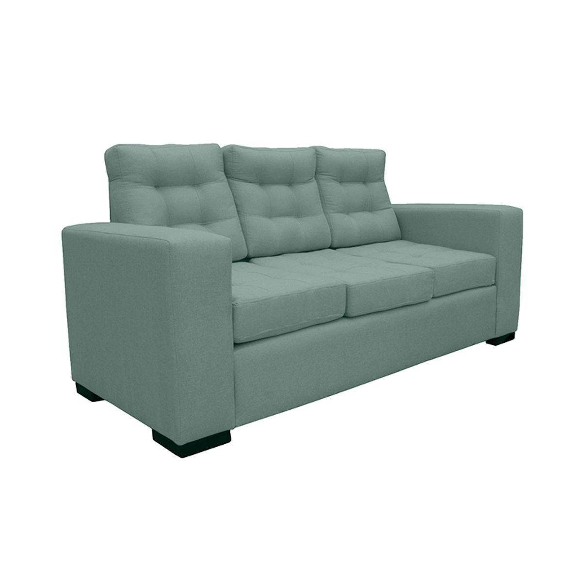 SOFAS HOME - SOFA ANTU CHENILLE TIPO LINO VERDE 3 CUERPOS