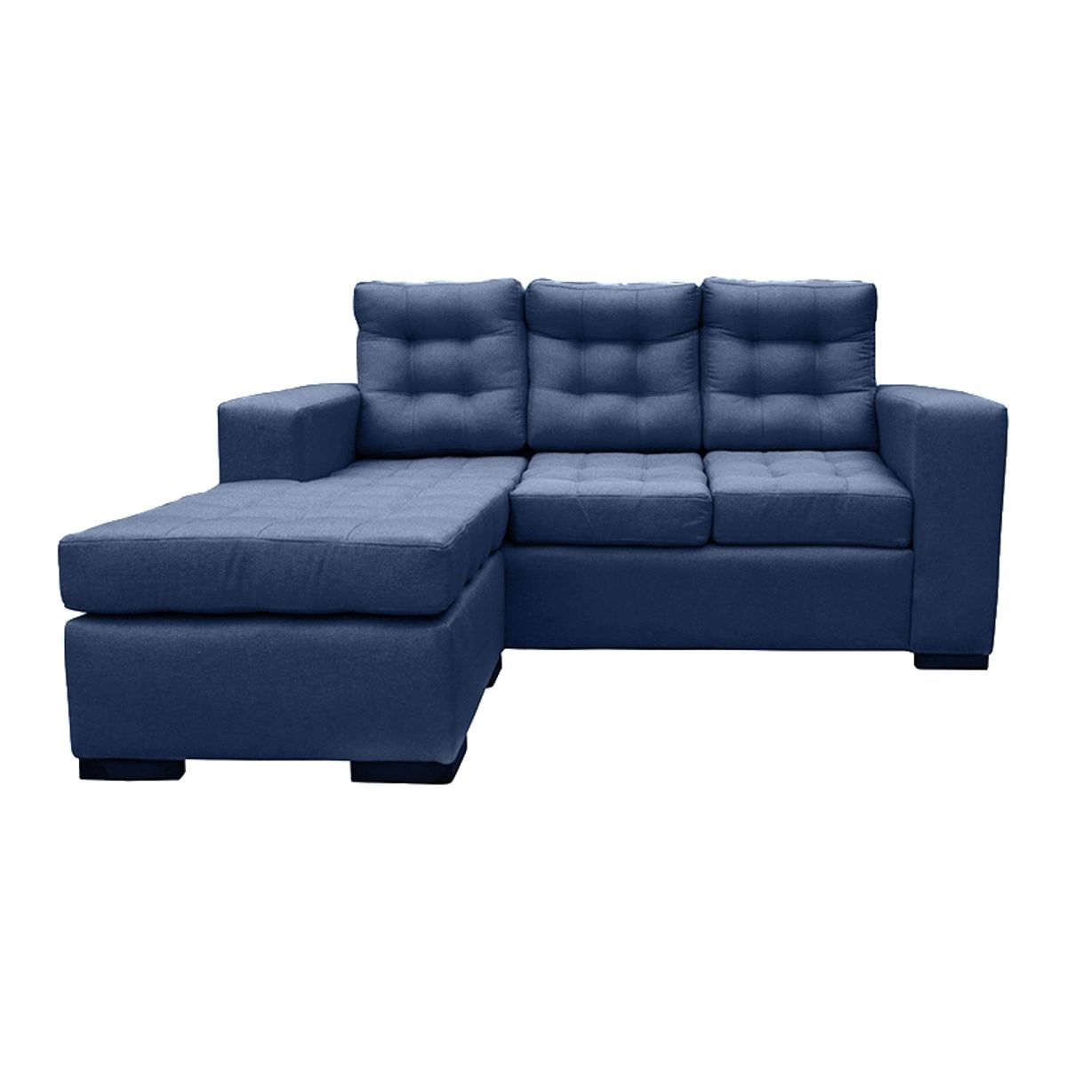 SOFAS HOME - SECCIONAL ANTU CHENILLE TIPO LINO AZUL 3 CUERPOS