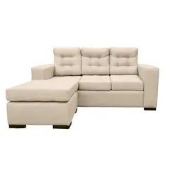 SOFAS HOME - SECCIONAL ANTU CHENILLE TIPO LINO BEIGE 3 CUERPOS