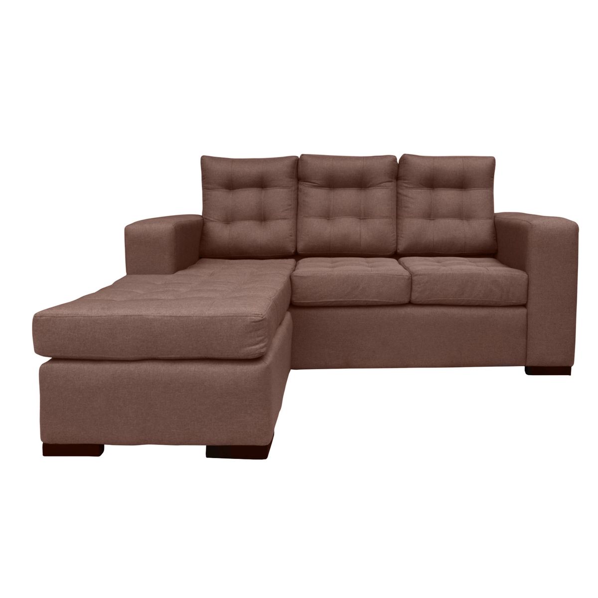 SOFAS HOME - SECCIONAL ANTU CHENILLE TIPO LINO CAFE 3 CUERPOS