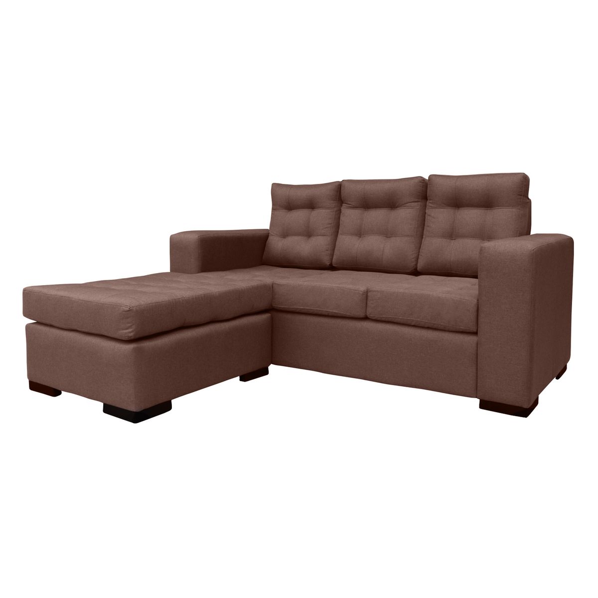 SOFAS HOME - SECCIONAL ANTU CHENILLE TIPO LINO CAFE 3 CUERPOS