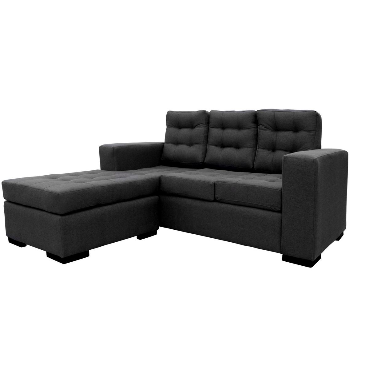 SOFAS HOME - SECCIONAL ANTU CHENILLE TIPO LINO GRAFITO 3 CUERPOS