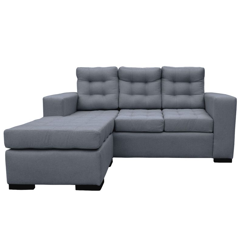 SOFAS HOME - SECCIONAL ANTU CHENILLE TIPO LINO GRIS 3 CUERPOS
