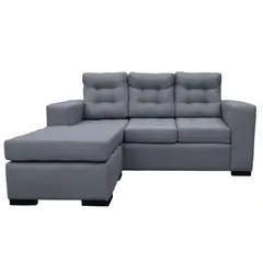 SOFAS HOME - SECCIONAL ANTU CHENILLE TIPO LINO GRIS 3 CUERPOS