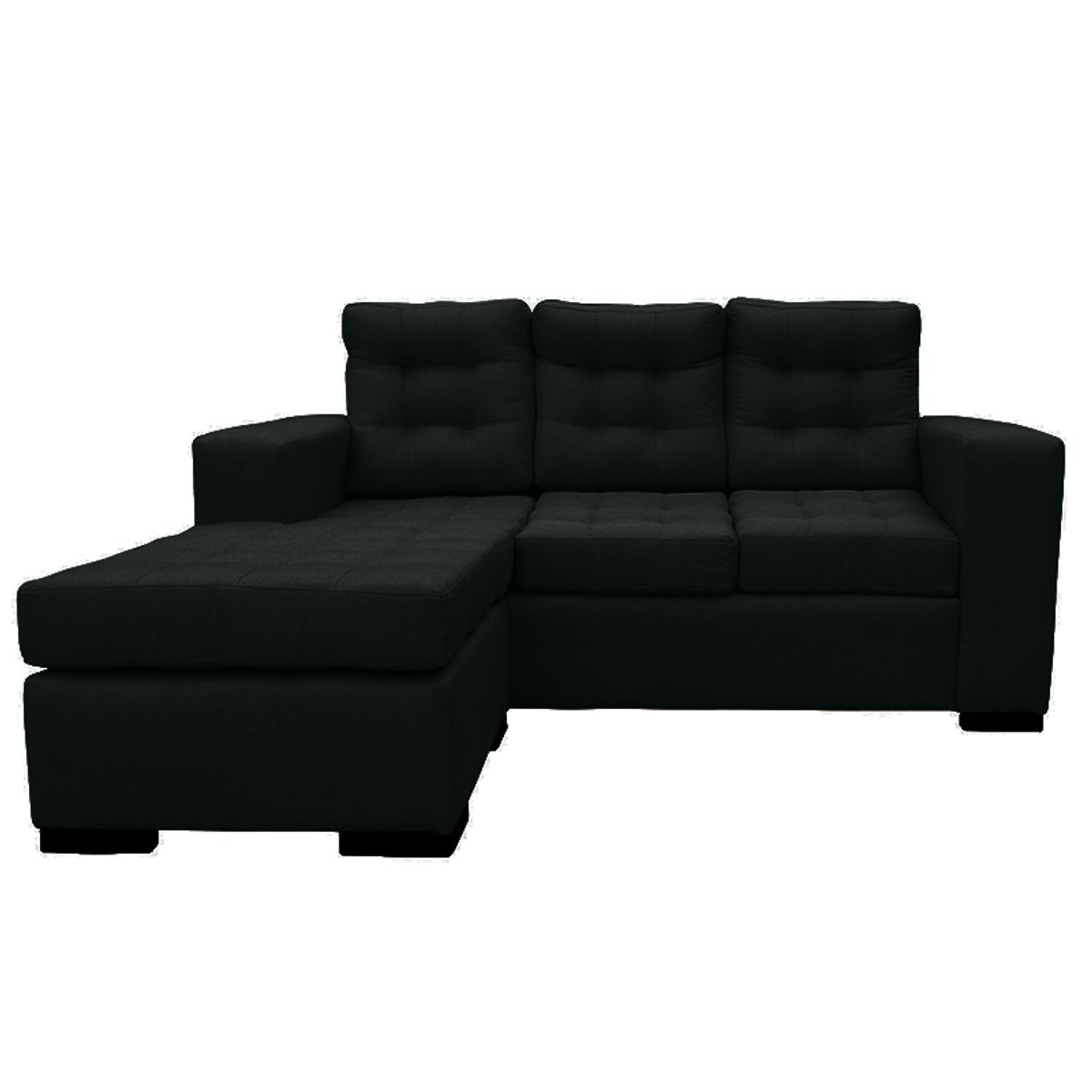 SOFAS HOME - SECCIONAL ANTU CHENILLE TIPO LINO NEGRO 3 CUERPOS