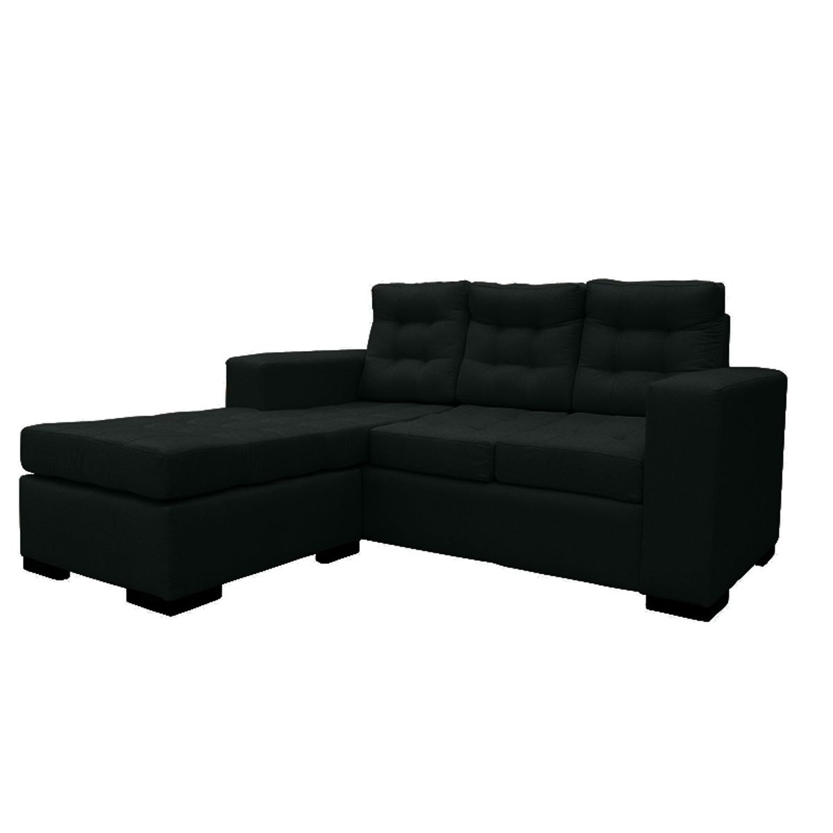 SOFAS HOME - SECCIONAL ANTU CHENILLE TIPO LINO NEGRO 3 CUERPOS