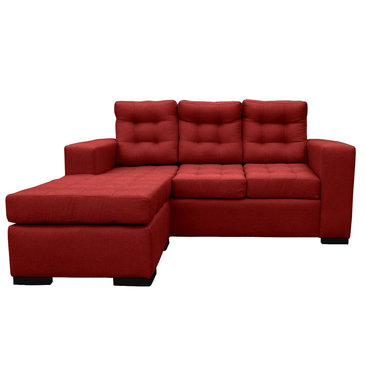 SOFAS HOME - SECCIONAL ANTU CHENILLE TIPO LINO ROJO 3 CUERPOS