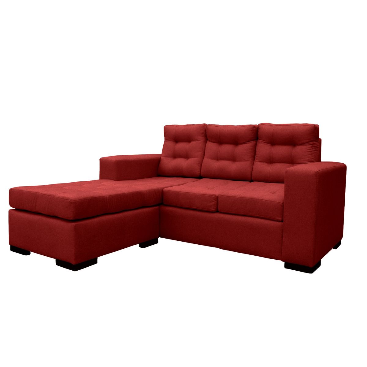 SOFAS HOME - SECCIONAL ANTU CHENILLE TIPO LINO ROJO 3 CUERPOS