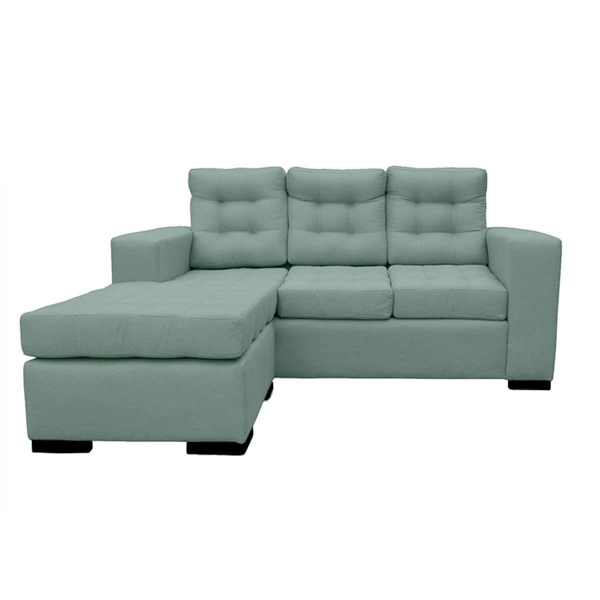 SOFAS HOME - SECCIONAL ANTU CHENILLE TIPO LINO VERDE 3 CUERPOS